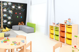 Kinderopvang kast met 8 opbergboxen (WIT of NATUUR)