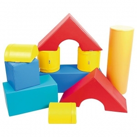 Foam Blokken Set van 10 zachte speelelementen (rood, geel, blauw, oranje, paars)