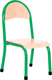 Kinderopvang stoelen hout/metaal "modern" (in 7 maten en 6 kleuren)