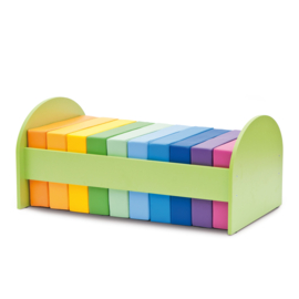 Set van 10 vierkante zitkussens (multikleuren) in opbergmeubel