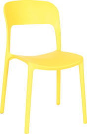 Schoolmeubilair/meubels: Stoelen kunststof (oranje of geel) zithoogte: 47,5 cm