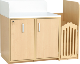 Aankleedmeubel / commode kinderopvang "compact"  (met aankleedkussen en trap)