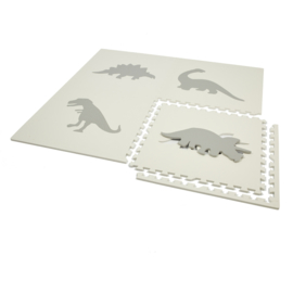 Speelmat Dinosaurussen Crème-Duifgrijs of Wit-Grijs / 4 tegels (60 x 60 x 1,2 cm)