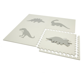 Speelmat Dinosaurussen Wit-Grijs of Grijs-Crème / 4 tegels (60 x 60 x 1,2 cm)