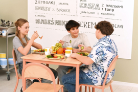 Schoolmeubilair/meubels: tafel met 4 stoelen (BSO/school) in 4 pastelkleuren