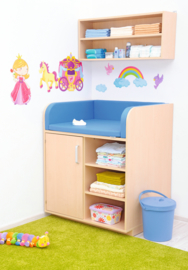 Aankleedmeubel / commode kinderopvang "klein" (met 5 kastenopties)