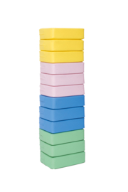 Set van 10 vierkante dikke zitkussens (pastel of felle kleuren) met trolley