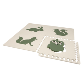 Speelmat Dieren Groen-Crème of Crème-Groen / 4 tegels (60 x 60 x 1,2 cm)