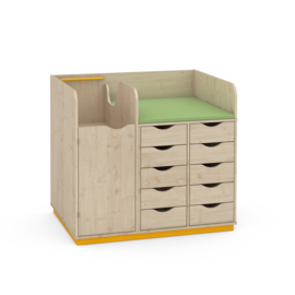 Aankleedmeubel / commode kinderopvang "Esdoorn" (met aankleedkussen en trap)