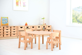 Kinderopvang stoelen beuken met armleuning (3 maten in natuur/beuken)