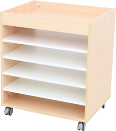Kinderopvang opbergmeubel (Natuur of wit) verrijdbaar
