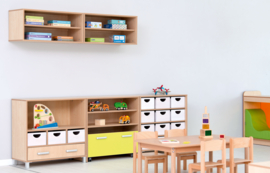 Kinderopvang kast met 2 rolcontainers (in 4 hoogtes en 7 kleuren)