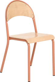 Schoolmeubilair/meubels: Stoelen hout/metaal "modern" (maat 7 in 3 pastelkleuren)