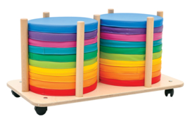 Verrijdbare (dubbele) trolley voor 20 zitkussens (van 35 cm en 3 cm dik)
