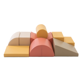 SALE! IGLU soft play set van 8 medium foam blokken/speelkussens (pastelroze, beige, mosterdgeel en beige)