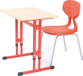 Schooltafel/bureau hout/metaal (verstelbaar in maat 3-7 en 6 kleuren)