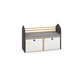 Zitbankje / Opbergmeubel premium 2 kleuren (zwart/esdoorn of wit/esdoorn)