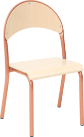 Kinderopvang stoelen hout/metaal "modern" (in 7 maten en 7 kleuren)