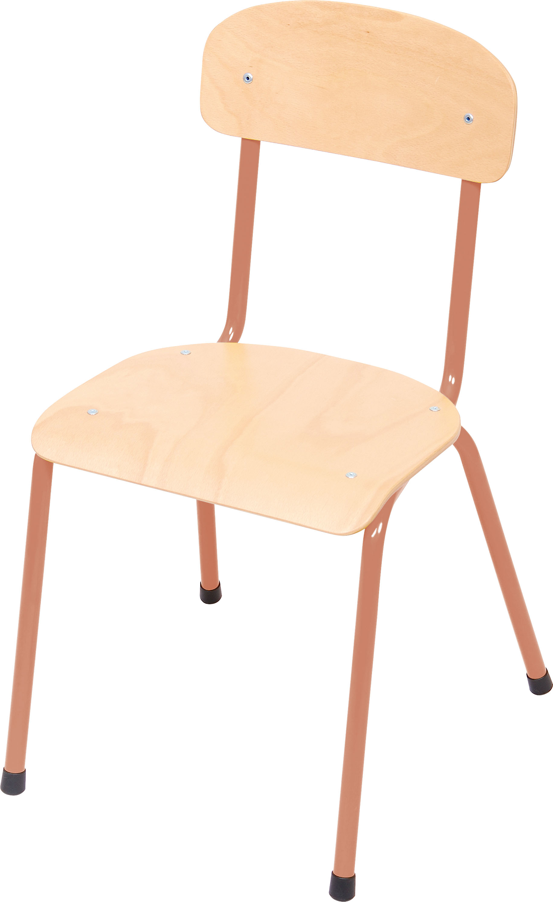 Kinderopvang stoelen hout/metaal "klassiek" (in 5 maten en 13 kleuren)