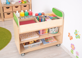 Verrijdbaar speelmeubel/opbergmeubel/speeltafel met flexibele bovenkant (7 opties)