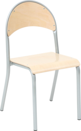 Kinderopvang stoelen hout/metaal "modern" (in 7 maten en 6 kleuren)