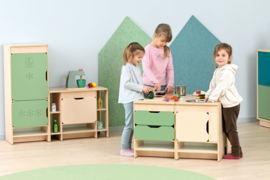 Speelkeuken "professioneel" NATUUR of WIT in 4 kleuren(combinaties)