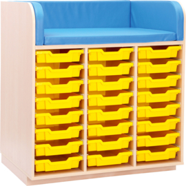 Verschoontafel / commode kinderopvang met 24 opberglades (en aankleedkussen)