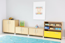 Kinderopvang kast met 2 rolcontainers (in 4 hoogtes en 7 kleuren)