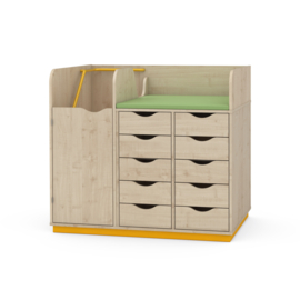 Aankleedmeubel / commode kinderopvang "Esdoorn" (met aankleedkussen en trap)