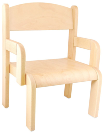 Kinderopvang stoelen beuken met armleuning (3 maten in natuur/beuken)