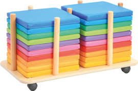 Verrijdbare (dubbele) trolley voor 20 zitkussens (van 35 cm en 3 cm dik)