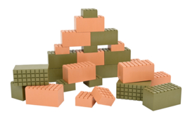 Set van 26 (kunststof) bouwblokken  (khaki/abrikoos)