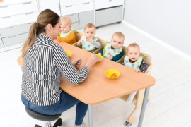Hoogzit ergonomische bank (verrijdbaar) 4 zitjes