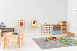 Kinderopvang kast met 2 rolcontainers (in 4 hoogtes en 7 kleuren)