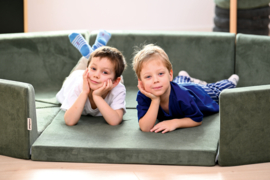Kruiphoek baby / zachte playpen / softbox corduroy (donkergroen)