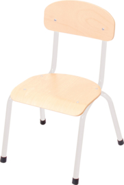 Kinderopvang stoelen hout/metaal "klassiek" (in 5 maten en 6 kleuren)