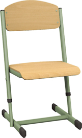 Verstelbare stoelen voor kinderopvang / school hout/metaal (in 4 maten en 6 kleuren)