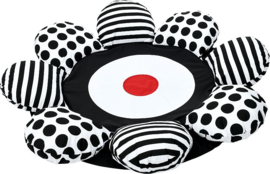 Speelmat/speelkleed Bloem (zwart-wit) 150 cm