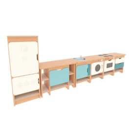 Speelkeuken "professioneel" NATUUR of WIT in 4 kleuren(combinaties)