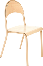 Kinderopvang stoelen hout/metaal "modern" (in 7 maten en 7 kleuren)