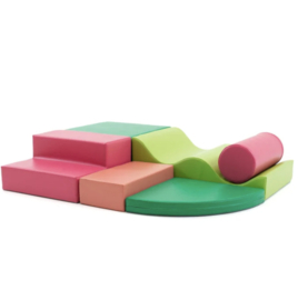 Set van 6 medium foam blokken/speelkussens: in 5 kleuren(combinaties)
