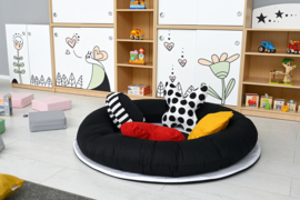 Speelmat/speelkleed met kussens (zwart-wit) 140 cm