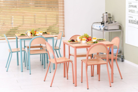 Schoolmeubilair/meubels: tafel met 4 stoelen (BSO/school) in 4 pastelkleuren