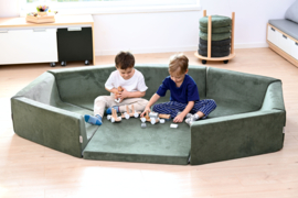 Kruiphoek baby / zachte playpen / softbox corduroy (donkergroen)