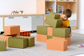 Set van 26 (kunststof) bouwblokken  (khaki/abrikoos)