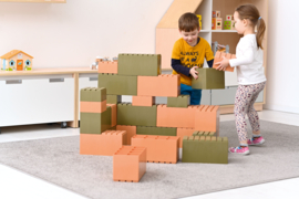 Set van 26 (kunststof) bouwblokken  (khaki/abrikoos)
