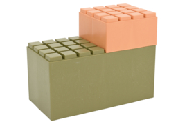 Set van 26 (kunststof) bouwblokken  (khaki/abrikoos)