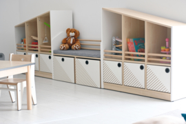 Zitbankje / Opbergmeubel premium 2 kleuren (zwart/esdoorn of wit/esdoorn)