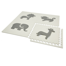 Speelmat Dieren Grijs-Crème, Crème-Grijs of Wit-Grijs / 4 tegels (60 x 60 x 1,2 cm)