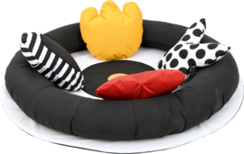 Speelmat/speelkleed met kussens (zwart-wit) 140 cm